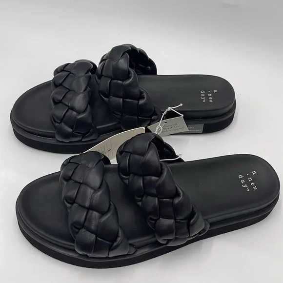 NWT A New Day Women’s Sage Braided Footbed Sandals - Black, Size 8 - Picture 4 of 13
